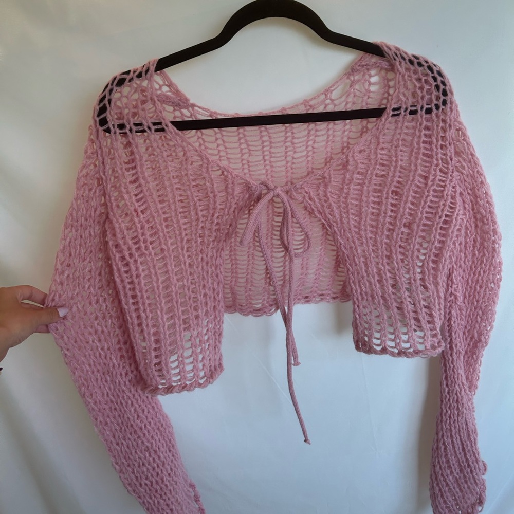 Knitted pink tie top